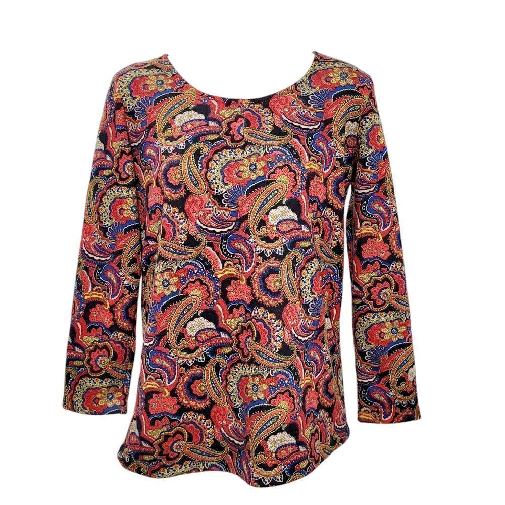 2/$20 Y2K Red Floral Pattern Fleece Top Blouse Size: M